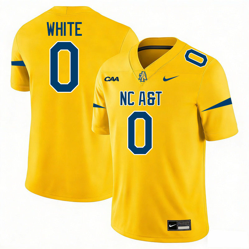 North Carolina A&T Aggies #0 Kevin White College Football Jerseys,Uniforms-Gold